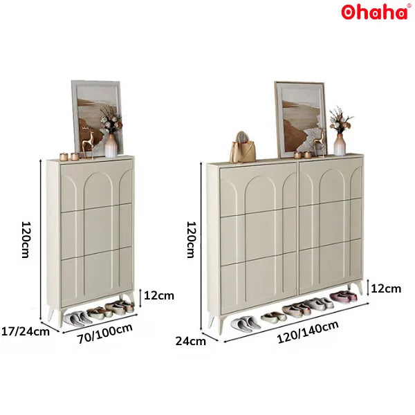 Smart Vertical Layout to Maximize Space High-End Smart Shoe Cabinet with Multiple Compartments Compact Wooden Structure
