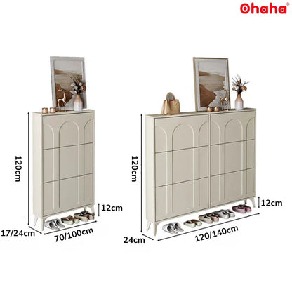 Smart Vertical Layout to Maximize Space High-End Smart Shoe Cabinet with Multiple Compartments Compact Wooden Structure