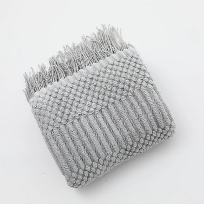 Lightweight Faux Cashmere Knit Throw Blanket with Tassels