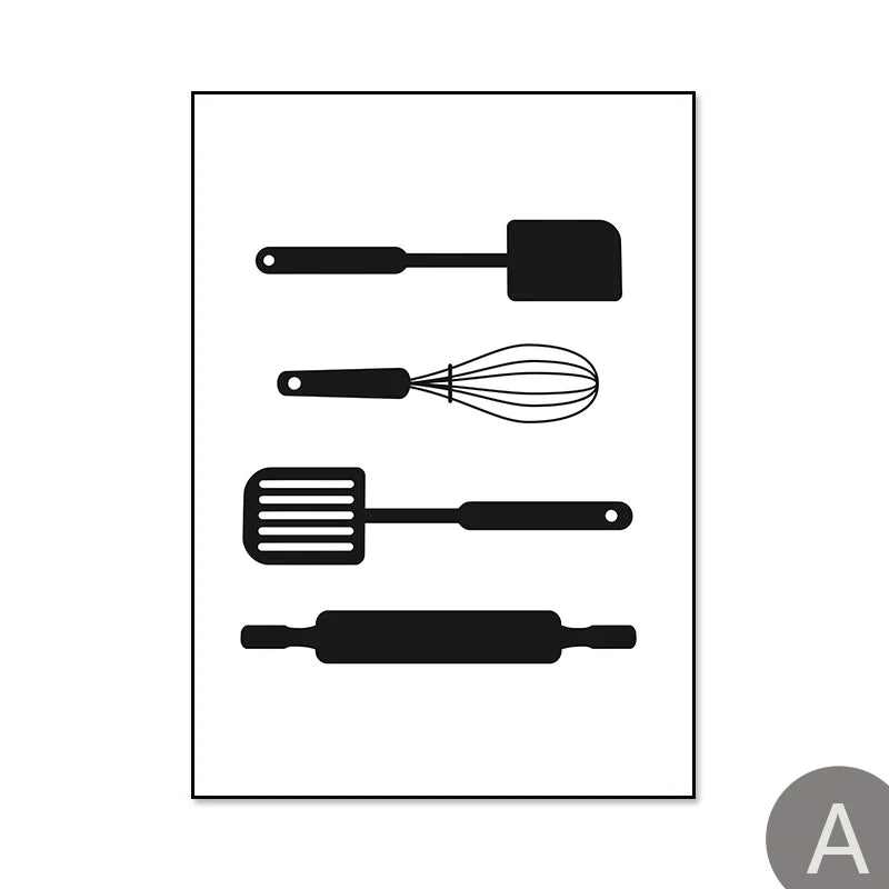 Kitchen Tableware Poster - Multiple sizes and designs