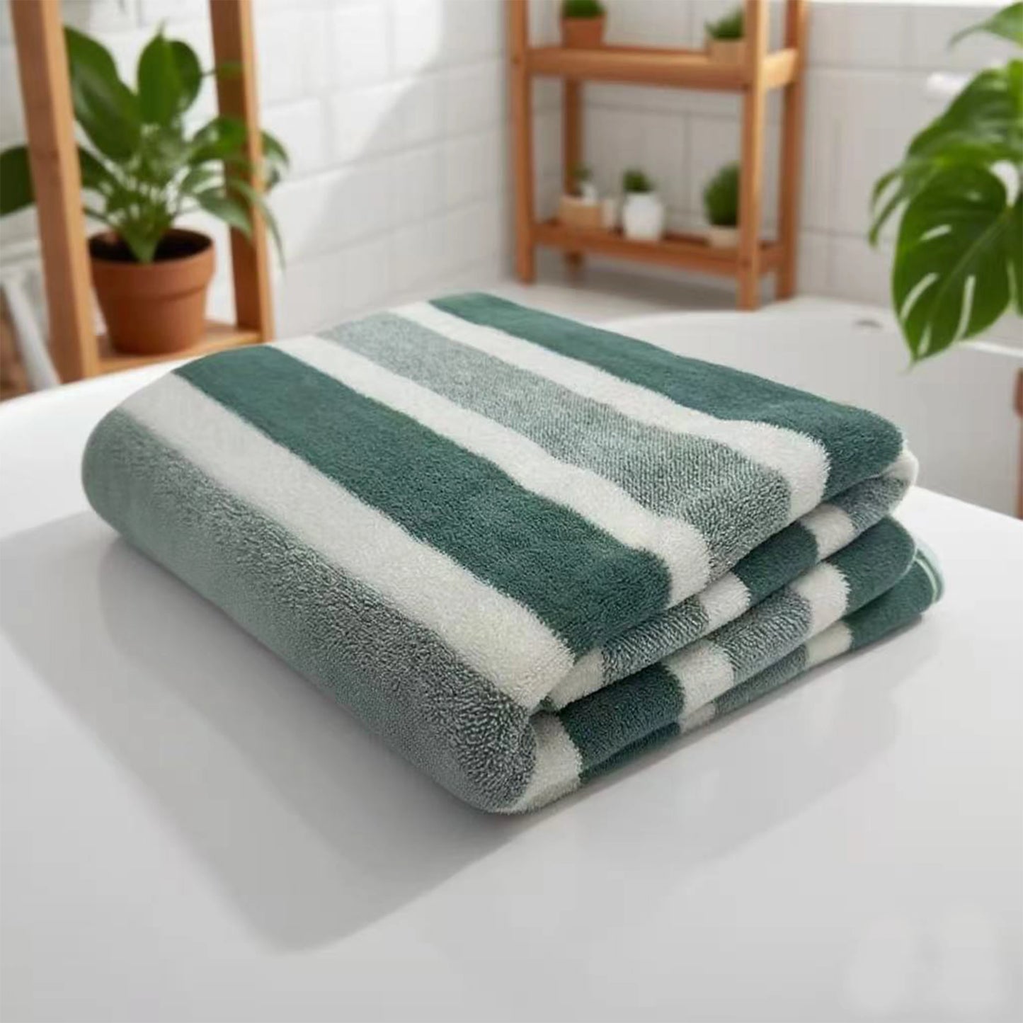 Bath Striped Towel - Green or Grey