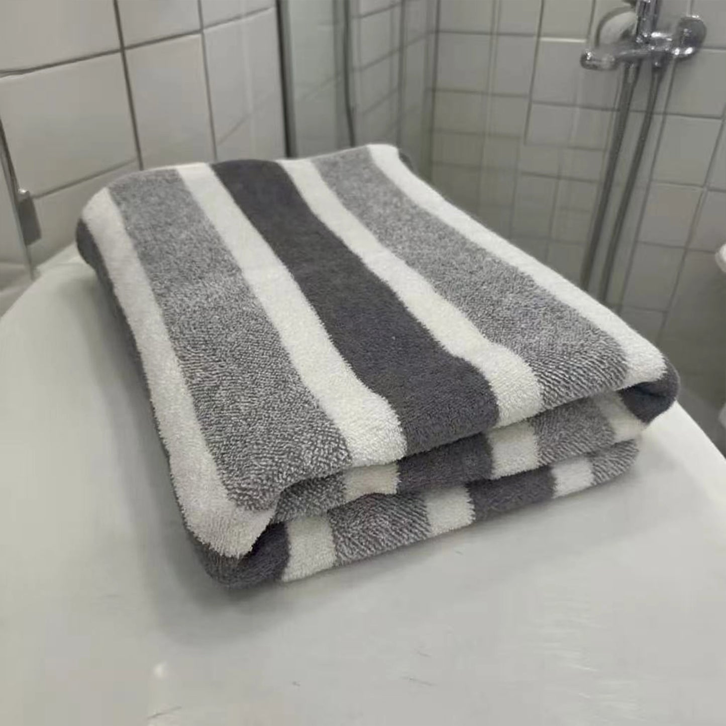Bath Striped Towel - Green or Grey