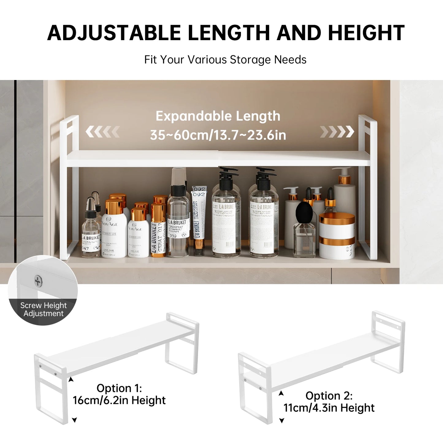 Mirror Cabinet Storage Organiser - Black or White
