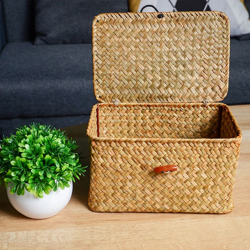 Rattan Woven Storage Basket with Lid