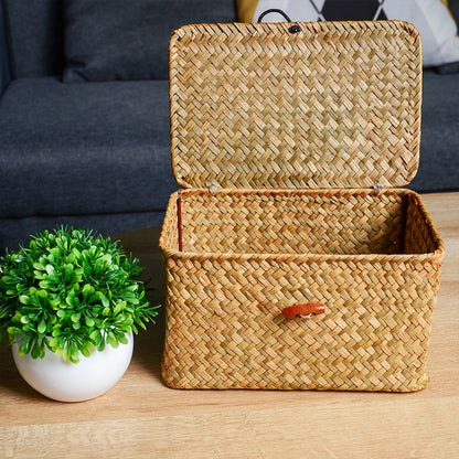 Rattan Woven Storage Basket with Lid