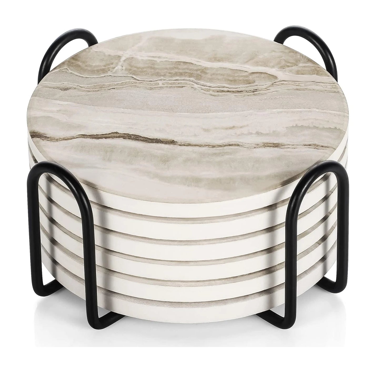 6Pcs Beverage Coaster Set with Bracket