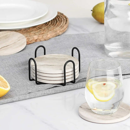 6Pcs Beverage Coaster Set with Bracket
