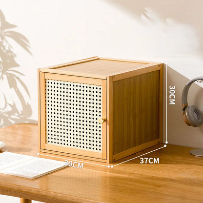 Bamboo Wood Grids Stackable Storage Cabinet