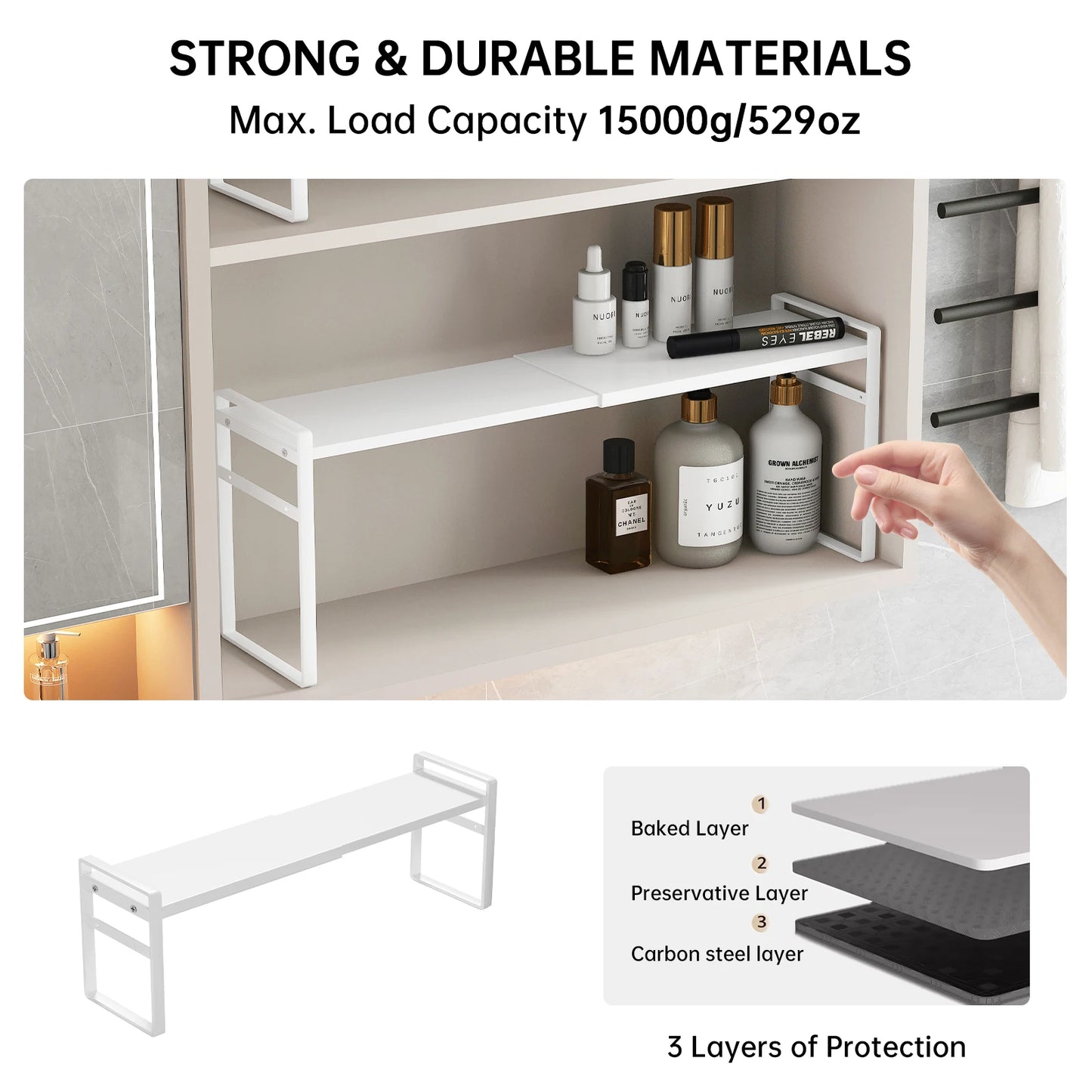 Mirror Cabinet Storage Organiser - Black or White