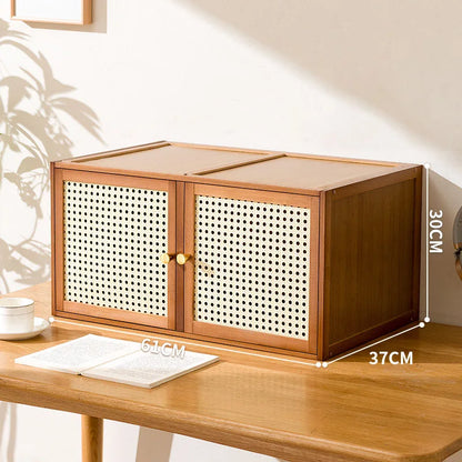Bamboo Wood Grids Stackable Storage Cabinet