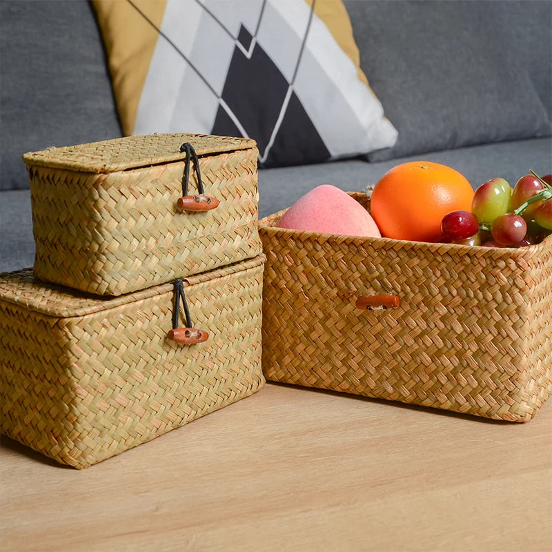 Rattan Woven Storage Basket with Lid