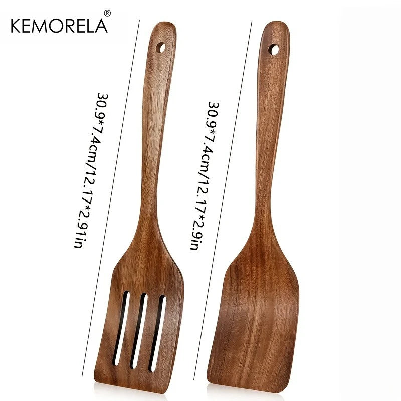 Natural Wooden Cooking Spatula Set