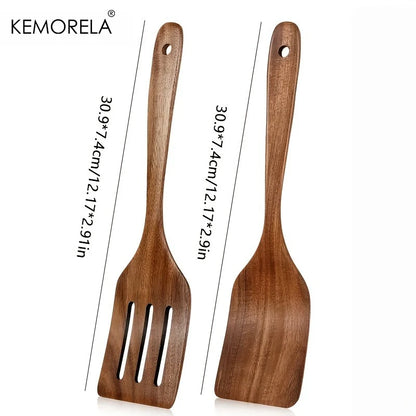 Natural Wooden Cooking Spatula Set