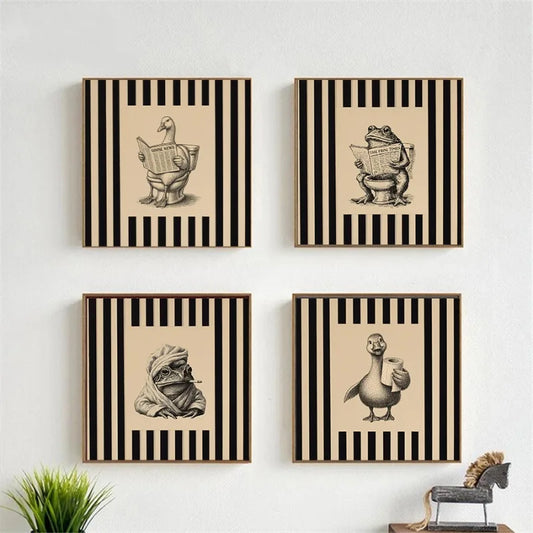 Bathroom Vintage Style Animal Poster - Multiple sizes and designs