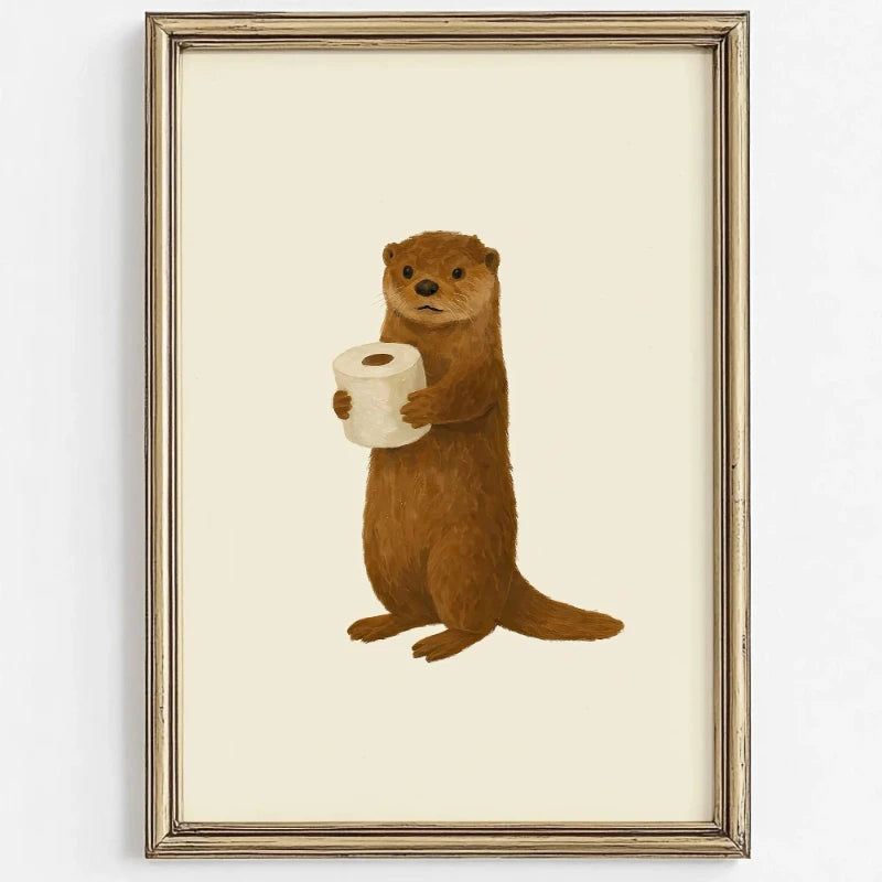Cute Animal Bubble Bath Poster - Multiple sizes and designs