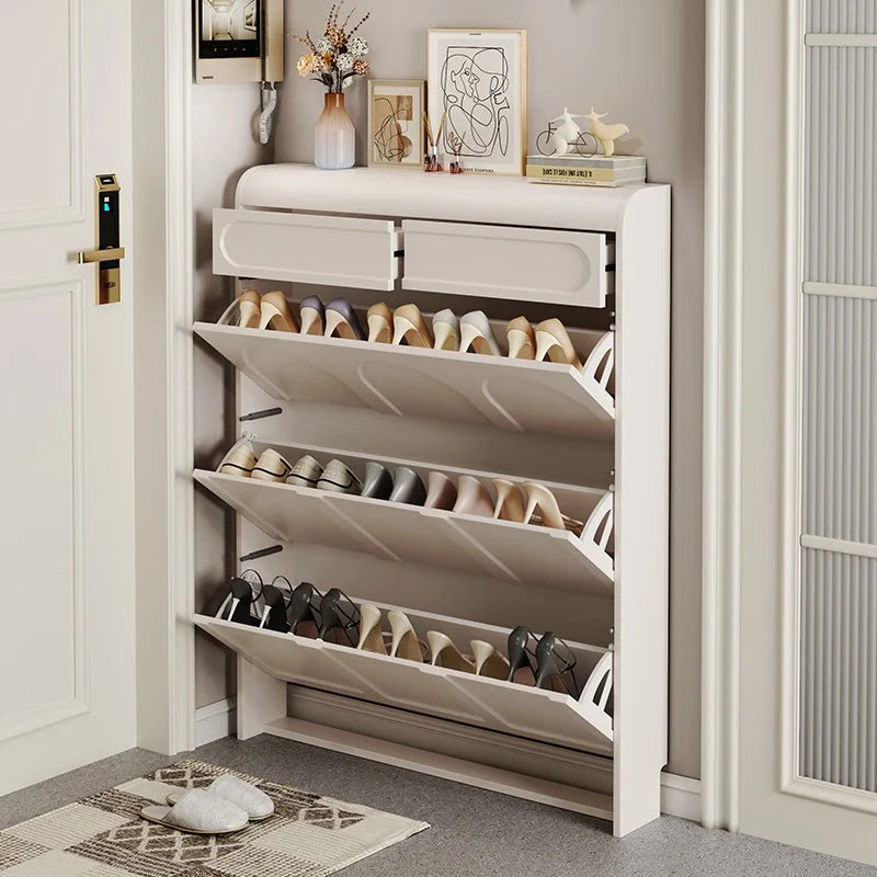 White Design Shoe Cabinet Luxury Nordic Accent Living Room Vertical Closets Armables Shoe Shelf Clear Sapateira Room Decorations