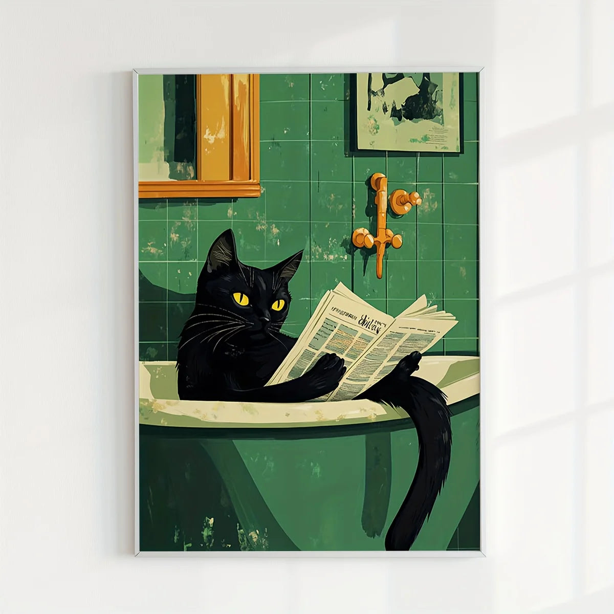 Black Cat Bathroom Poster - Multiple sizes and designs