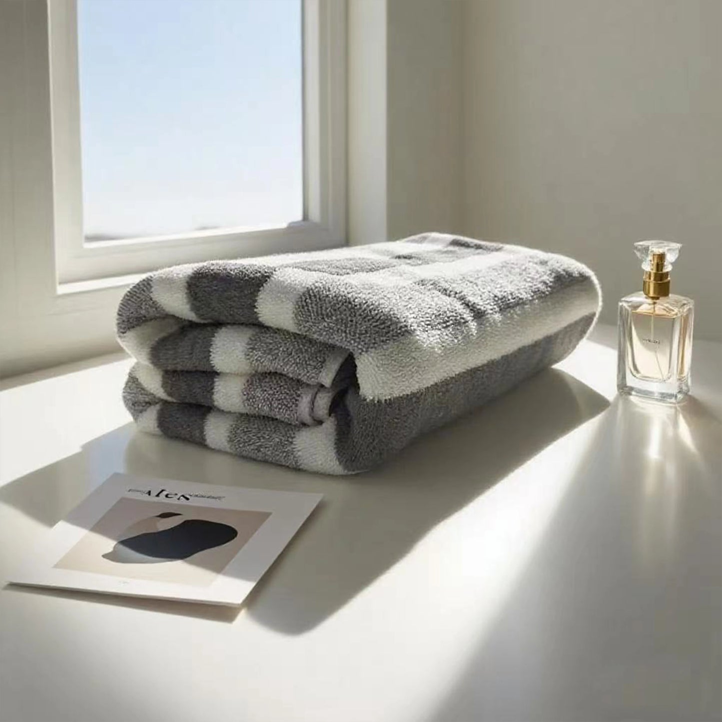 Bath Striped Towel - Green or Grey