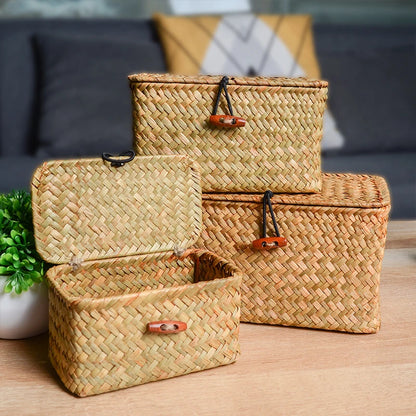 Rattan Woven Storage Basket with Lid