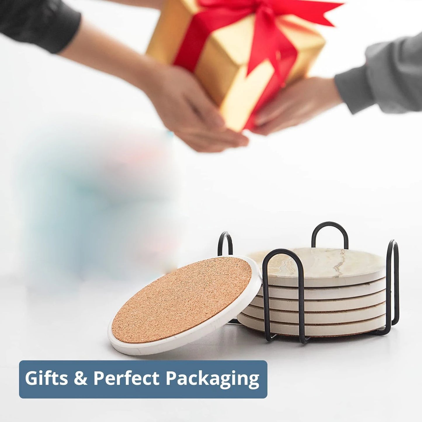 6Pcs Beverage Coaster Set with Bracket