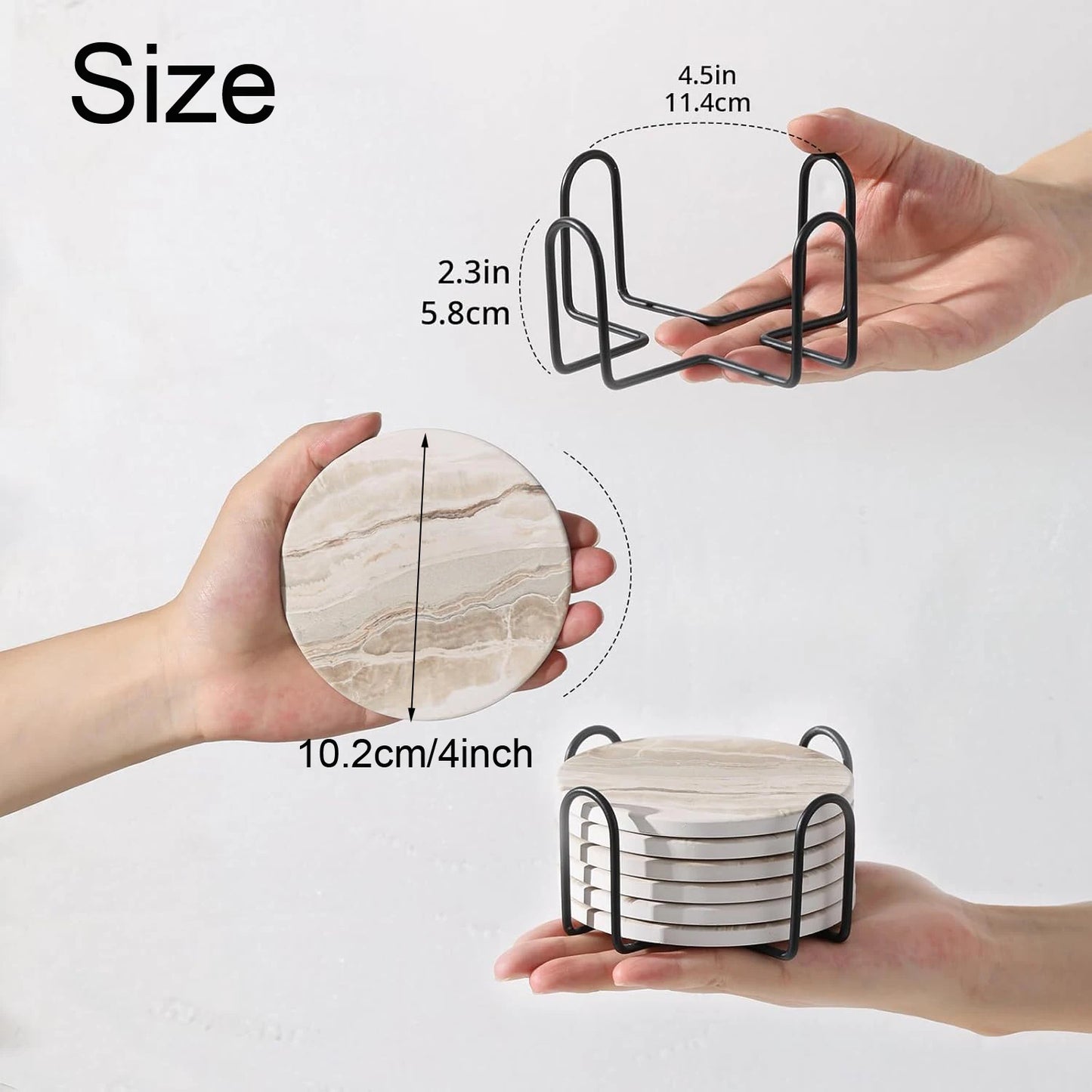 6Pcs Beverage Coaster Set with Bracket