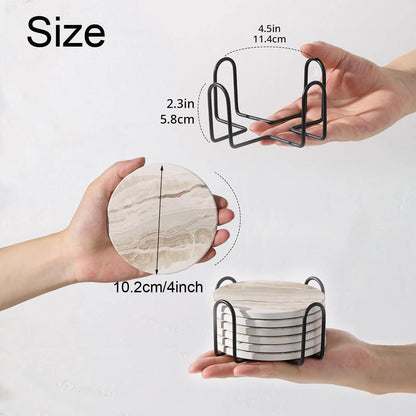 6Pcs Beverage Coaster Set with Bracket